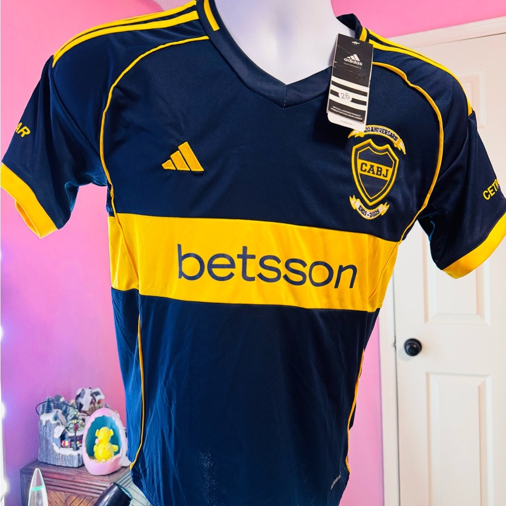 Boca Juniors 120 Aniversario Soccer Jersey 26 Navy Yellow KIDS